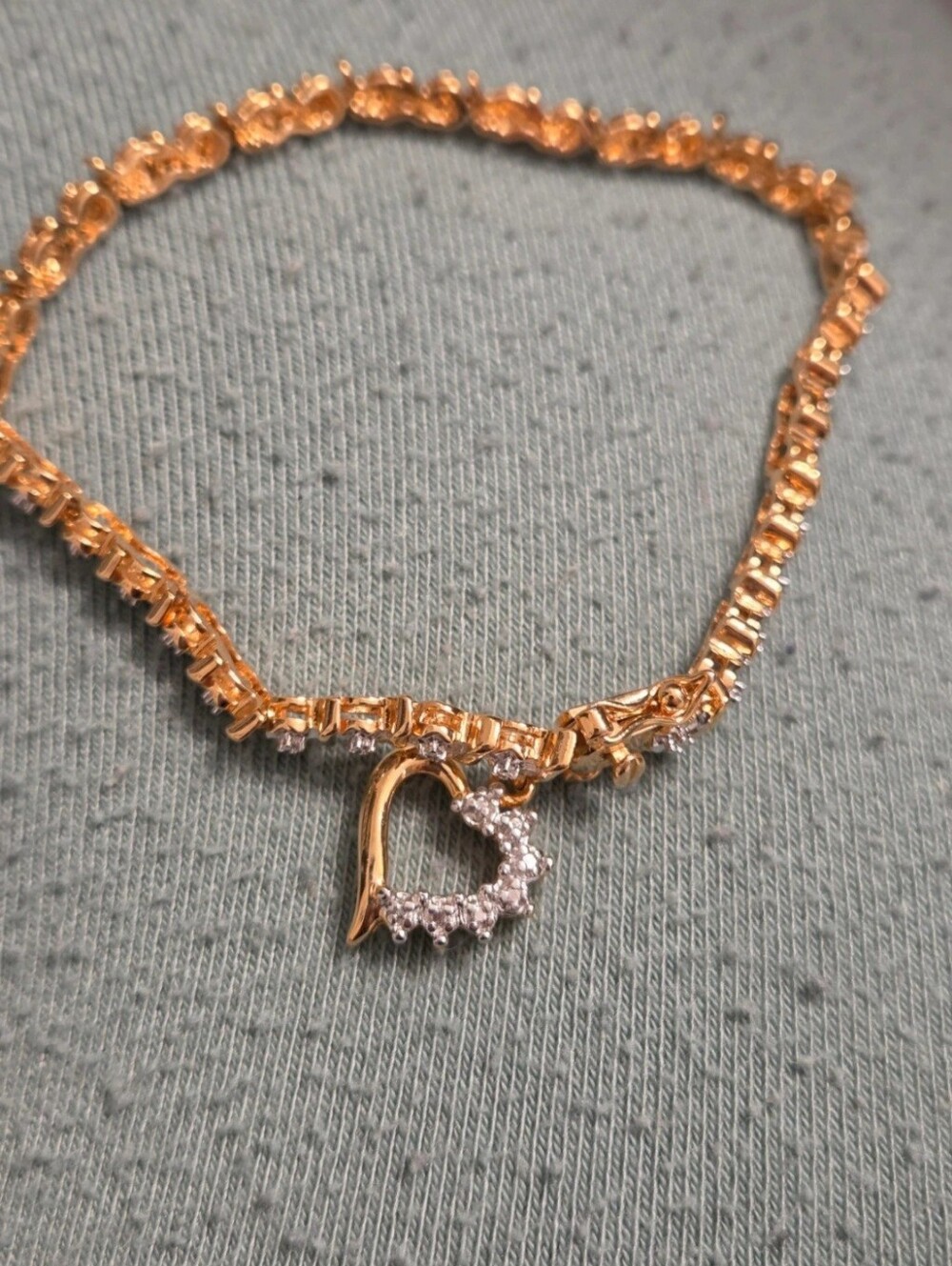 PAJ BB Gold-tone CZ Heart Link Bracelet